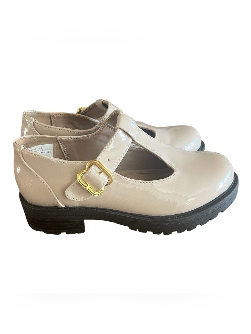 Sam Edelman Mary Jane Flats Patent Beige Lug Sole Size 13